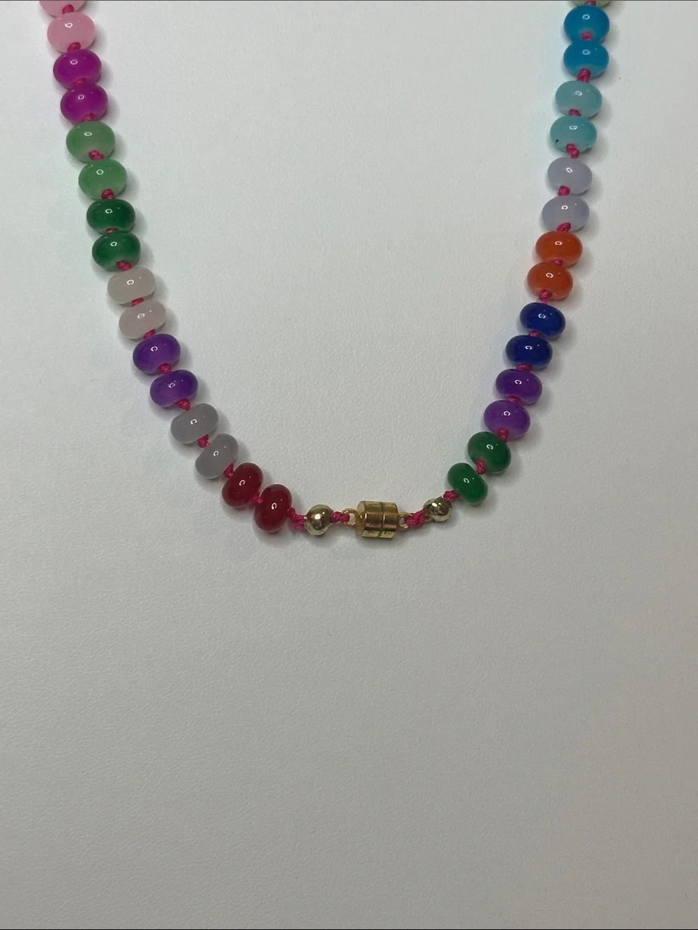 Handmade Multicolor Glass Beaded Necklace - Vibrant Rainbow Women Jewelry